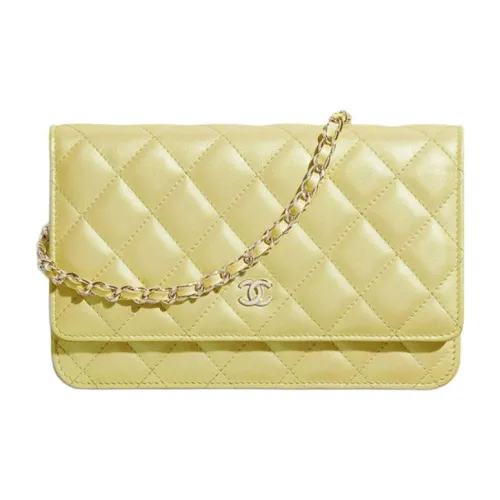 CHANEL WOC Телячья кожа Сумка с клапаном Сумка через плечо Стандартная Женская Желтая