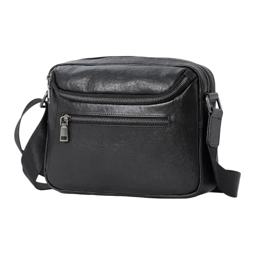 DOSRFINI Сумка через плечо из коровьей кожи Мужская Черная