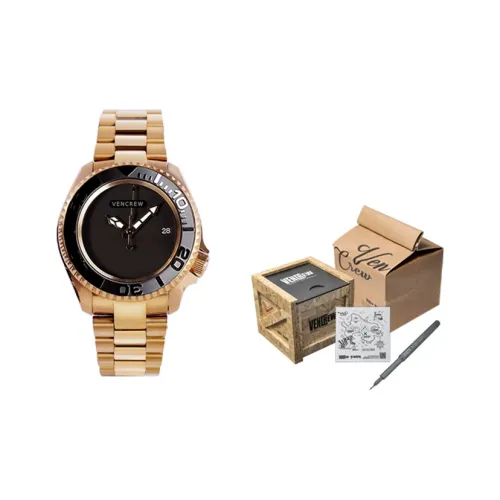 VENCREW 24K Черные Автоматические Механические Часы Унисекс Черный Циферблат