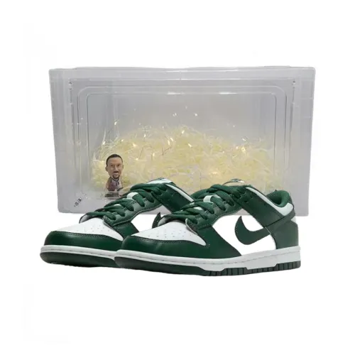 Nike Dunk Детские Скейтбординги Низкие Топы Белый Зеленый Коробка Унисекс
