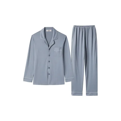 MB 95781 Snow Velvet Blue [Soft Knitted Fabric] Men's Pajama Sets