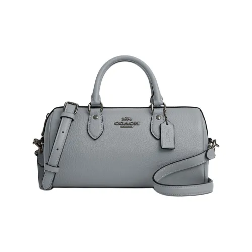 COACH Rowan Зернистая текстура кожа кожа сумка через плечо сумка средний размер женский серый синий