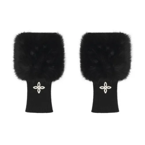 SMFK Трикотажный хлопок Нить + Искусственный мех Ткань Hand Крем Аксессуары Женские Дикий черный