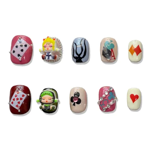 XIAMEIYU Ручной Nail Gaming Готический Кукла False Nail Короткий Квадрат And Круглый Многоцветный Jump Цвет Милый 16mm
