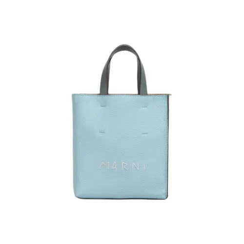 MARNI Museo Soft Телячья кожа Тоут Сумка Сумка для покупок Сумка через плечо Сумка Мини Женская Светло-синяя и Серая