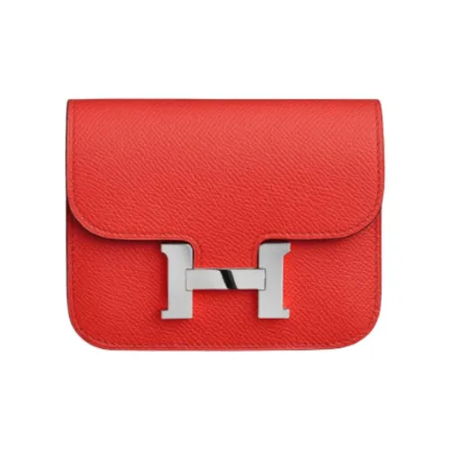 HERMES Constance Slim Epsom Телячья кожа Клатч Кошелек Одно плечо Через плечо Бананка Женские Красный