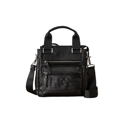 Back Step Натуральная кожа Растительное дубление Коровья кожа Сумка через плечо Сумка Обычный Мужской Черный