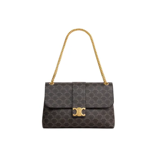 CELINE Victoire Коровья кожа Сумка через плечо Большая Женская Рыжевато-коричневый