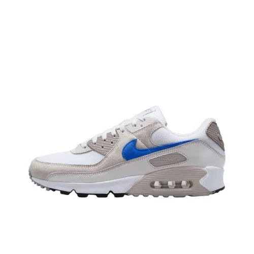 Nike Air Max 90 Устойчивый к истиранию Низкий Топ Повседневные Беговые кроссовки Унисекс Белый Серый Синий