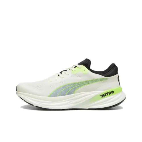 PUMA Magnify Nitro 2 Slip-Resistant Abrasion-Resistant Low Top Обувь для Беговых Занятий на Длинные Дистанции Мужская Белая Зеленая