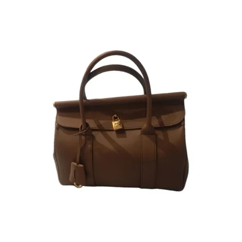 Loro Piana Сумка из крупнозернистой текстуры коровьей кожи женская коричневого цвета