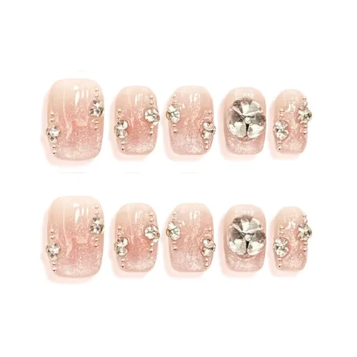 COLLEEN Rich Family Princess Collection Городской Bustle False Nail Короткий Квадрат Розовый Smudge Милый 15mm 10 шт
