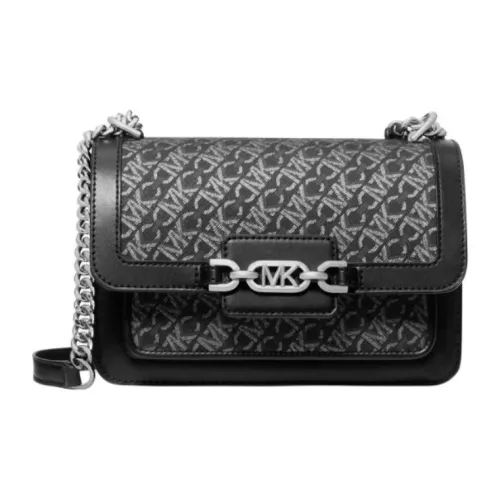 MICHAEL KORS Grayson Искусственная кожа Сумка через плечо Большая Женская Черная и Серебряная