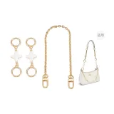 Золотистый белый клевер четырехлистный, цепь-удлинитель 10 см*2 + декоративная цепочка 40 см.