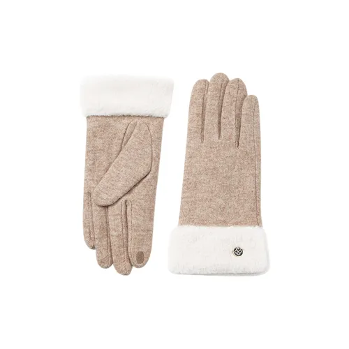 JIUMU Овечья шерсть Теплые Перчатки Женские Бежевый Верблюжий Темный Верблюжий Черный