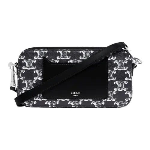 CELINE Triomphe Коровья кожа Через плечо Клатч Женский Серебряный Черный