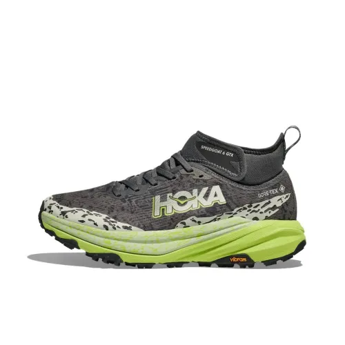 HOKA ONE ONE SPEEDGOAT 6 Противоскользящий Водонепроницаемый MID Топ Беговые кроссовки Мужские Серый Зеленый