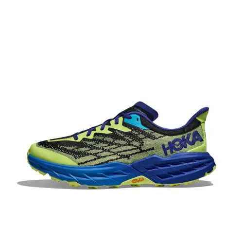 HOKA ONE ONE Speedgoat 5 Противоскользящие Устойчивые к истиранию Низкие Кроссовки для бега по пересеченной местности Мужские Зеленый Синий