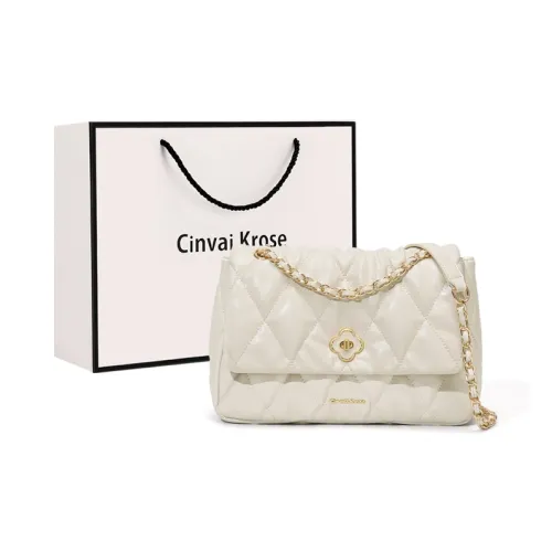 CinvaiKrose Сумка через плечо из синтетической кожи маленькая женская кремово-белая черная