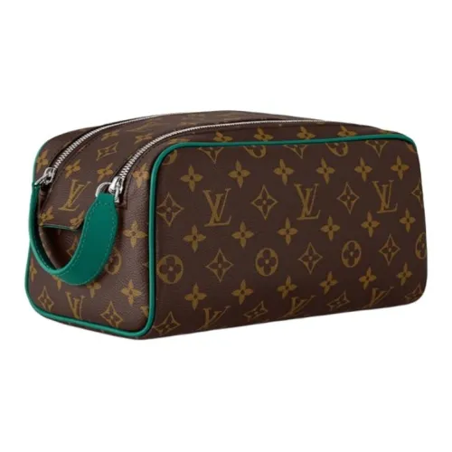 LOUIS VUITTON Dopp Kit Сумка для туалетных принадлежностей из кожи мужская зеленая и коричневая