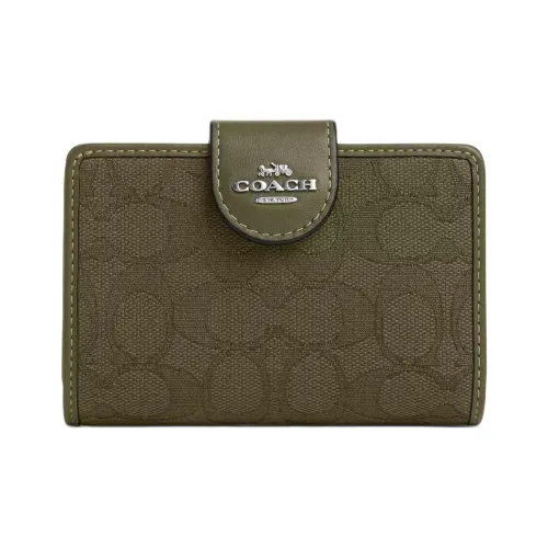 COACH Телячья кожа Кошелек Мини Женский Оливковый