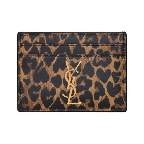 SAINT LAURENT Кожа Картхолдер Женские Леопардовый принт