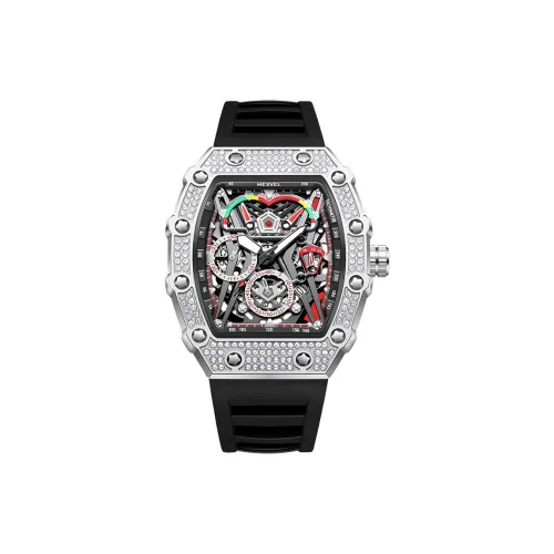 MEXVEL Модный Ромб Инкрустированный Кварцевые Мужские Наручные Часы Силиконовый Ремешок Часы с Черепным Циферблатом