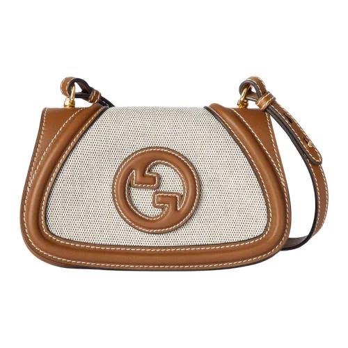 GUCCI Хлопок лен смесь холст кожа отделка сумка через плечо мини женский коричневый