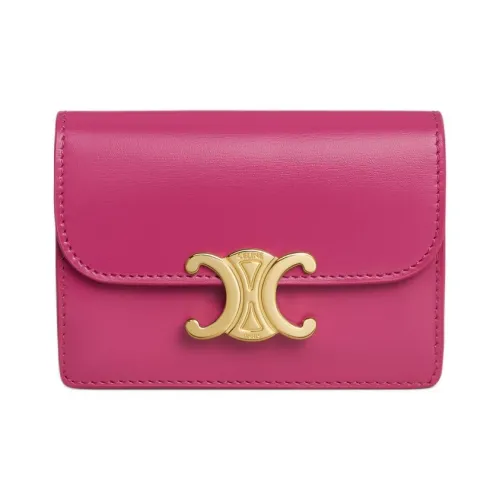 CELINE Triomphe Кошелек из коровьей кожи держатель для карт женский фуксия