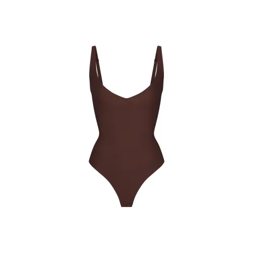 SKIMS FW24 Центральная часть Ядерный SCULPT Plunge Стринг BODYSUIT Корректирующее белье Женские COCOA COCOA