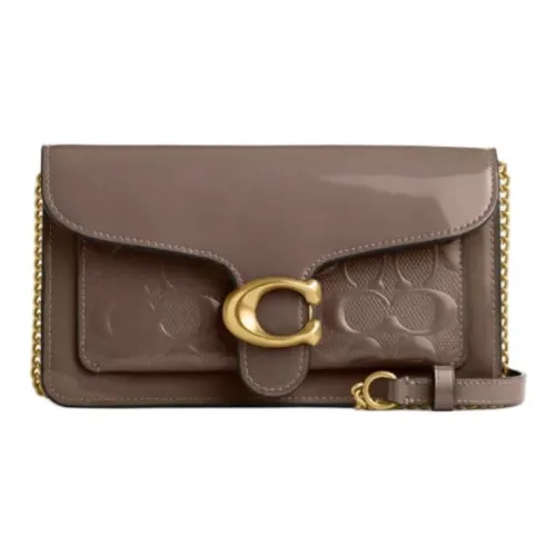 COACH Tabby Лакированная кожа Через плечо Одно плечо Клатч Маленький Женский Темно-коричневый