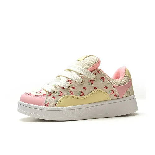 STUR YSN Износостойкий и Легкий Низкий Топ Скейтборд Кроссовки Унисекс Клубничный