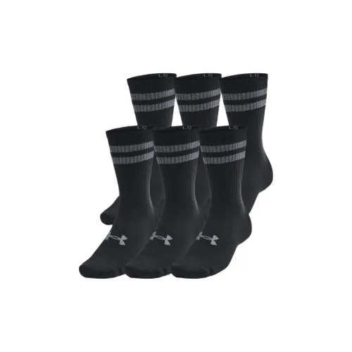 Under Armour 6 пар черных мужских носков MID до икры