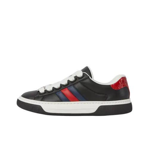 GUCCI Ace Low Топ Скейтборд Кроссовки Женские Черные