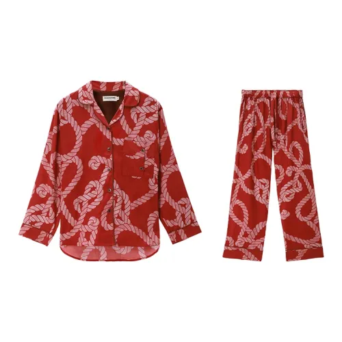 CICADAHOME Border God Пижамный комплект Женские Красный