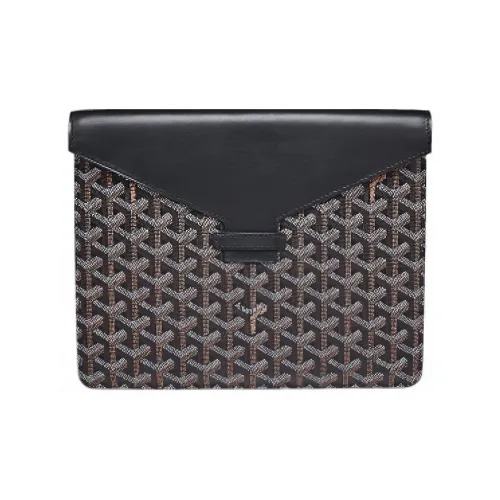 GOYARD Camondo 2 Холст Телячья кожа Планшет Сумка-конверт Сумка для поездок Деловая сумка Клатч Унисекс Черный