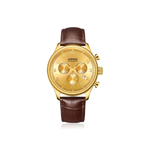 HIPINE WeiYi Series 999 Чистое золото Кварцевый механизм Коровья кожа Ремень Часы Мужские часы Золотой циферблат