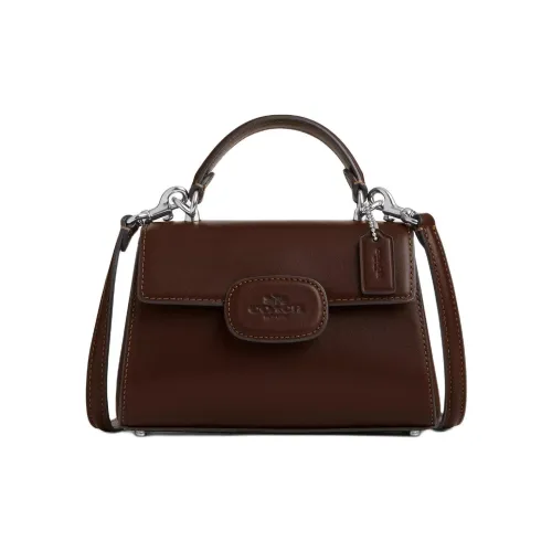 COACH Eliza Утонченный Телячья кожа Сумка через плечо Сумка Маленькая Women's Silver Maple