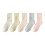 5 пар (Натуральный белый + Бежево-желтый + Хаки + Серый + Розовый)