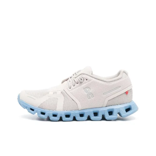 On Cloud 5 Противоскользящие Устойчивые к износу Низкие Кроссовки для бега Женские Бежево-синие