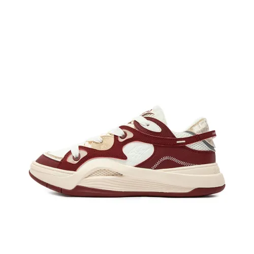 361° Термическая Аbrasion-Resistant Bottom Resistant Low Top Скейтборд Кроссовки Unisex Бежевый Красный