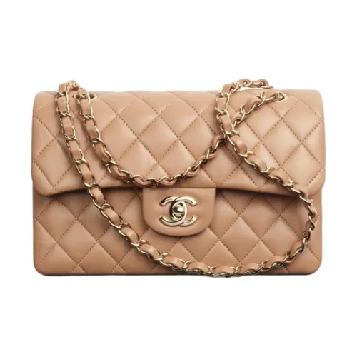 CHANEL Classic Flap CF Lambskin Сумка через плечо Маленькая Женская Темно-бежевый