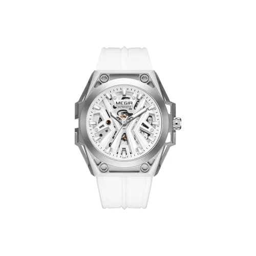 MEGIR Механические часы с силиконовым ремешком унисекс белый циферблат
