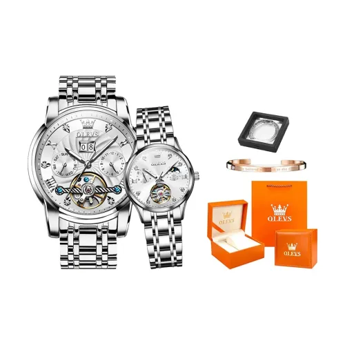 OLEVS Play the cool series Автоматический механический механизм ремешок из нержавеющей стали унисекс белый циферблат