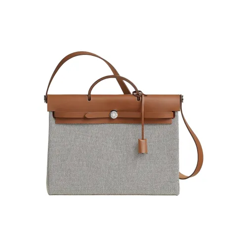 HERMES Herbag Messenger Холст с Hunter Коровья кожа Сумка из холста Сумка через плечо Сумка Женская