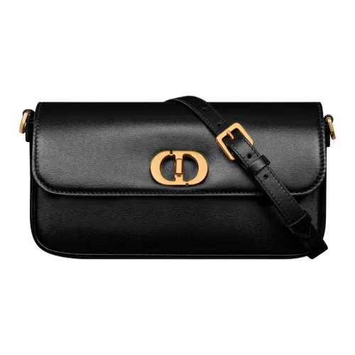DIOR 30 Montaigne Ribbed Calfskin Handheld Crossbody Bag Crossbody Bag Mini Women's Black