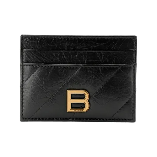 Balenciaga Crush Тисненая коровья кожа держатель для карт женский черный