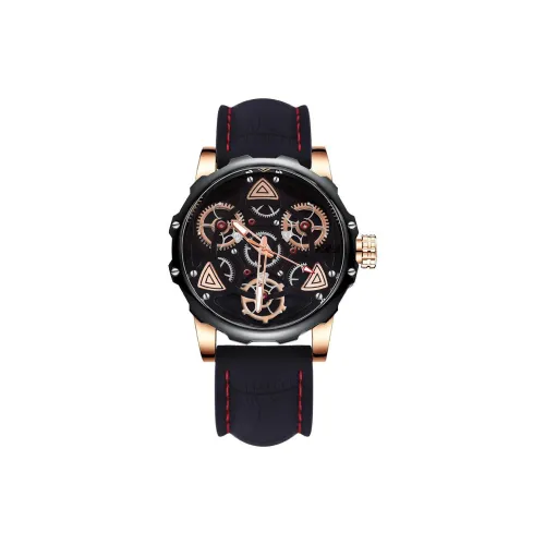 VRQ Future Series THREE Эффект Кварцевый Механизм Часы Мужские Черный Циферблат