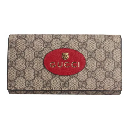 GUCCI Supreme Холст с кожей Детали Ручной Кошелек Женские Красный Эбеновый