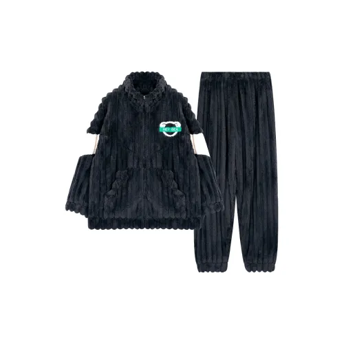 Qiao Ni Tong Пижамный комплект Мужской Черный